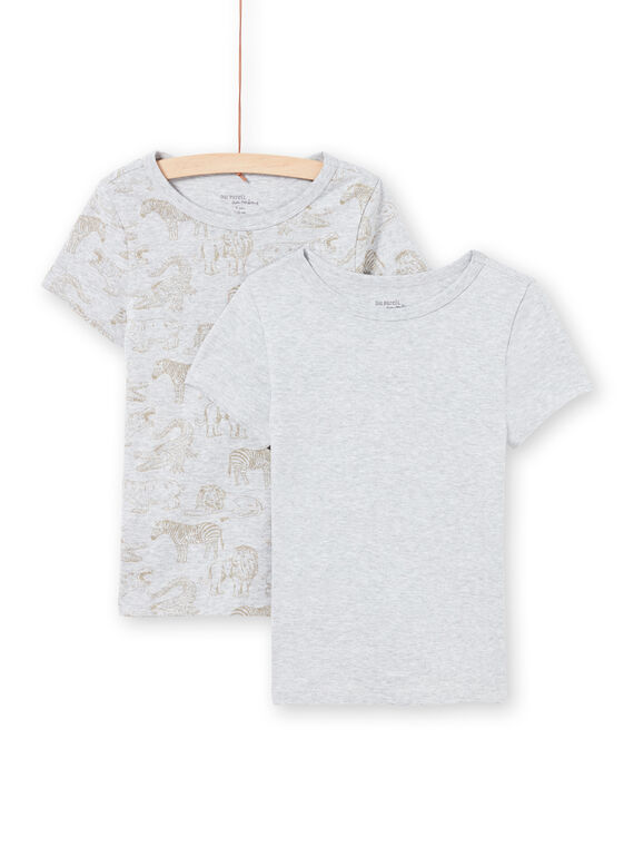 Pack de 2 camisetas de manga corta a juego de color gris claro jaspeado para niño MEGOTELSAV / 21WH12B1HLIA010