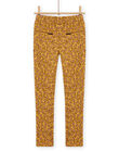 Pantalón forrado amarillo con estampado floral para niña MASAUPANT1 / 21W901P2PANB107