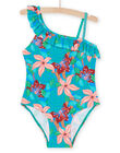 Bañador turquesa con estampado de flores RYAMER3 / 23SI01R5MAIC217