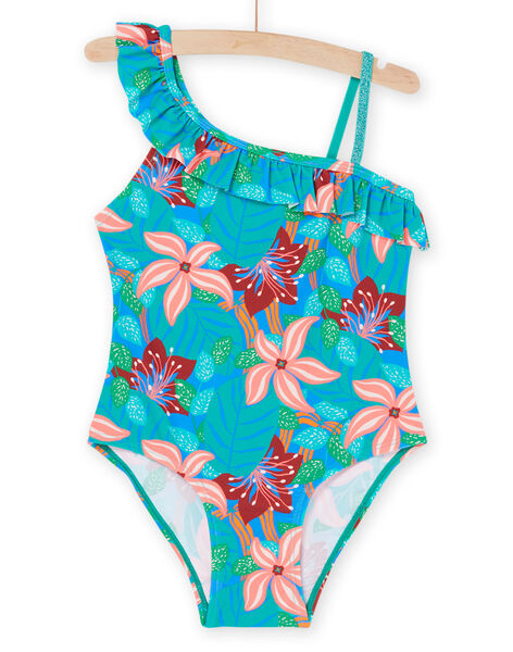 Bañador turquesa con estampado de flores RYAMER3 / 23SI01R5MAIC217