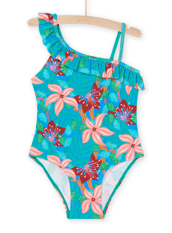 Bañador turquesa con estampado de flores RYAMER3 / 23SI01R5MAIC217