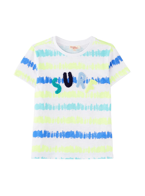Camiseta de color blanco con rayas estampadas para niño JOQUATI3 / 20S902R1TMC000