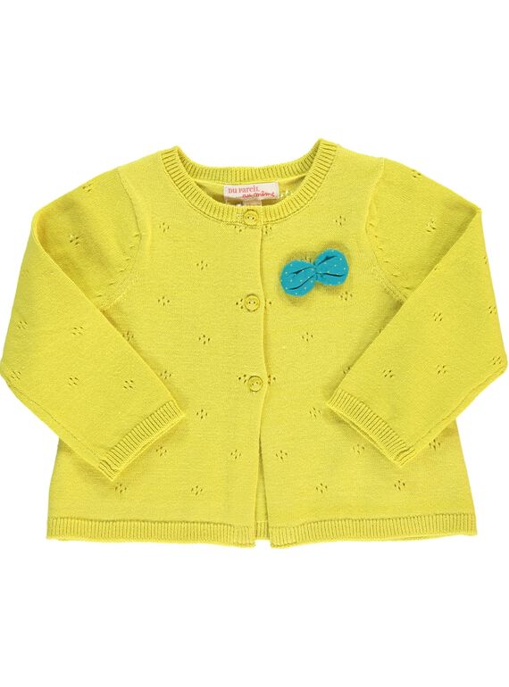 Girls' knitted cardigan CIJOGIL6A / 18SG09R7CAR106