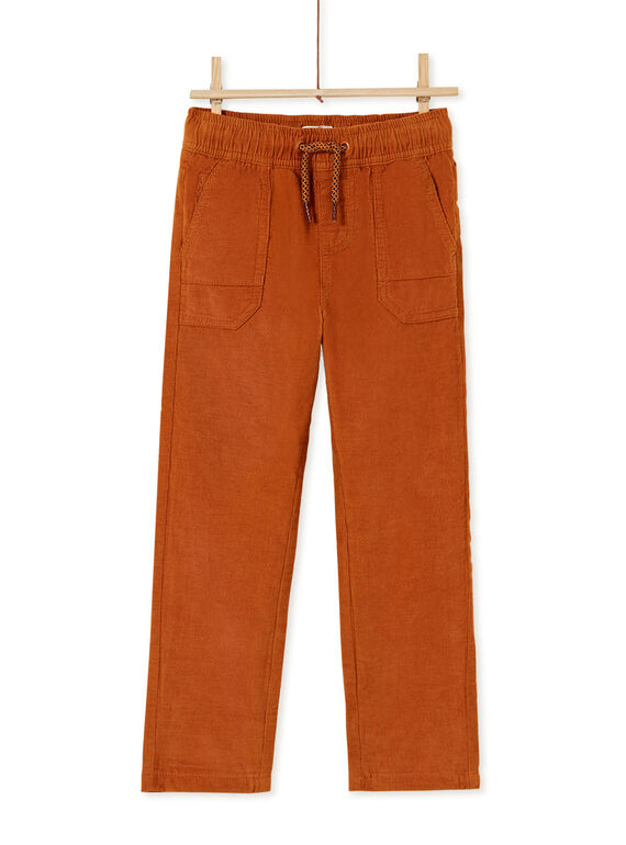 Pantalón de color marrón con cintura elástica y bolsillos para niño KOGOPAN1 / 20W902L2PANI806
