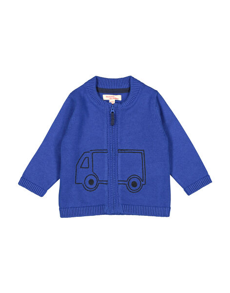 Cárdigan de punto con cremallera de color azul para bebé niño FUJOGIL3 / 19SG1033GIL703