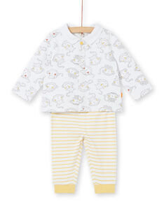 Conjunto de polo de manga larga con estampado de mono, y leggings de rayas para niño recién nacido LOU1ENS3 / 21SF04H1ENS000