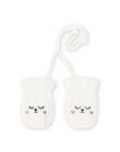 Manoplas de color crudo con estampado de gato soft boa para bebé niña MYIPLAGAN1 / 21WI0962GAN001