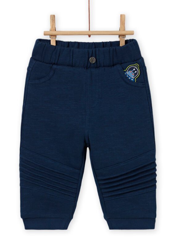 Pantalón celeste con parche de extraterrestre para bebé niño MUPLAPAN1 / 21WG10O1PANC204