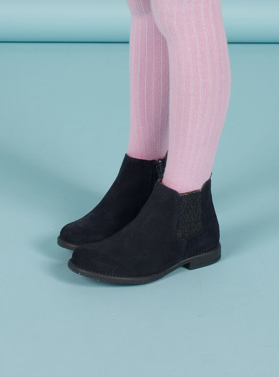 Botines de piel vuelta de color azul marino para niña MABOOTVIA / 21XK3572D0D070