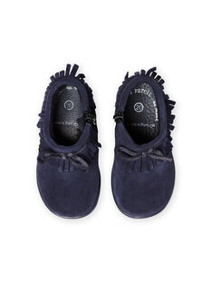 Boots de color azul marino con flecos para bebé niña MIBOOTINDI / 21XK3771D0D070