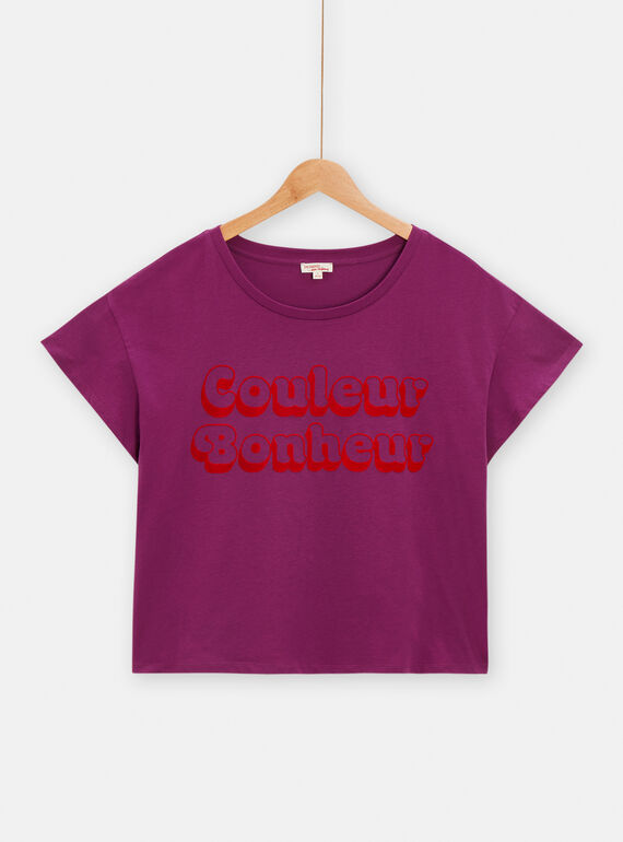 Camiseta oversize violeta con texto para mujer TAMUMTI1 / 24S993R1TMC712