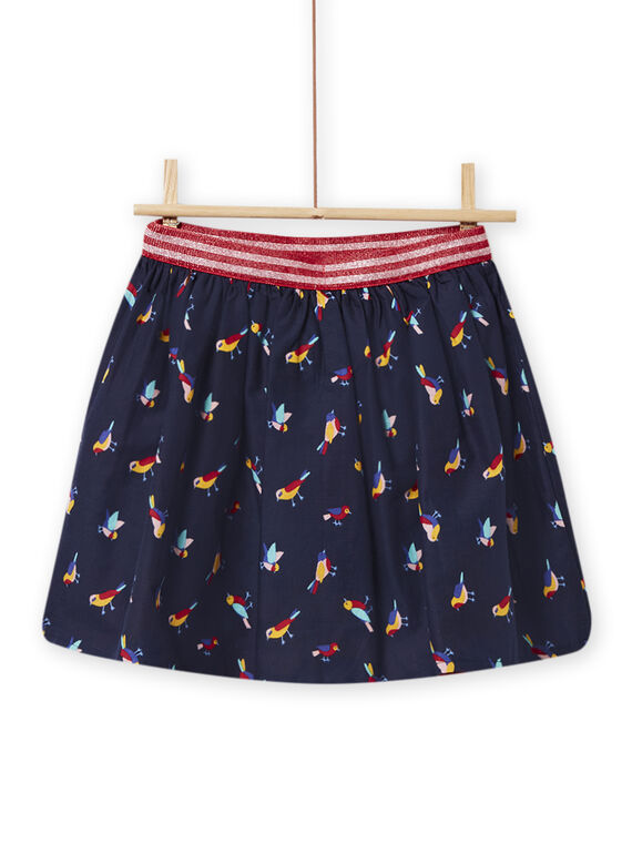 Falda reversible azul marino con estampado floral y pájaro para niña NALUJUP1 / 22S901P1JUP070