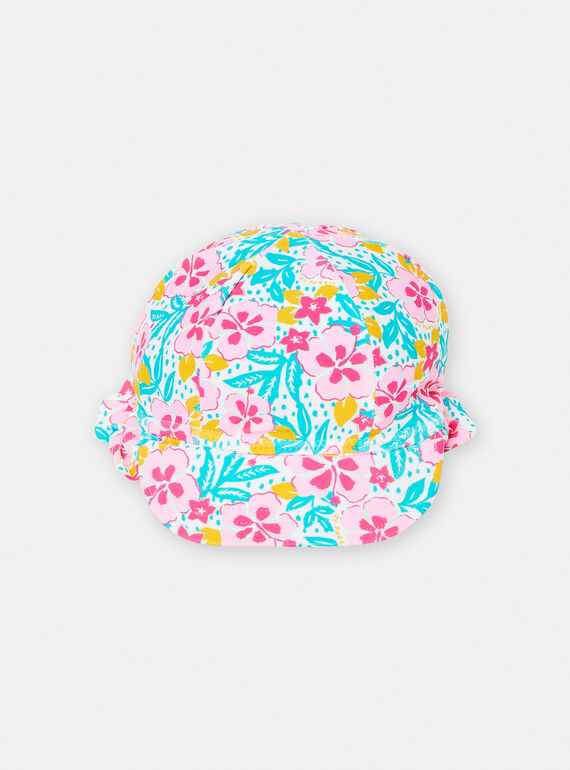 Gorra de playa turquesa y rosa con estampado floral para bebé niña TYICHA / 24SI09F1CHA000