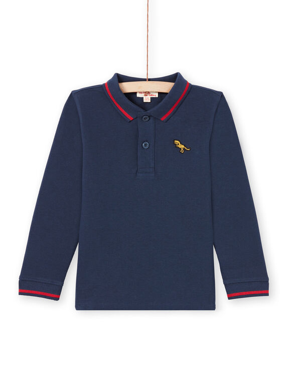 Polo de manga larga liso de color azul noche para niño MOJOPOL1 / 21W90216POL705