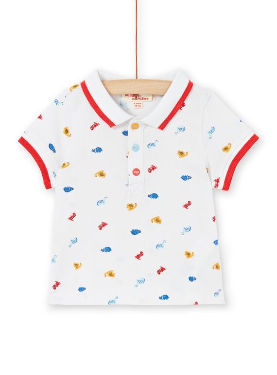 Polo con estampado de dinosaurios de color blanco, para bebé niño LUCANPOL / 21SG10M1POL000