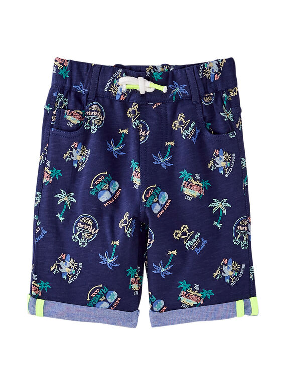 Bermudas de muletón de color azul marino con estampado de playa para niño JOQUABER1 / 20S902R4BER070