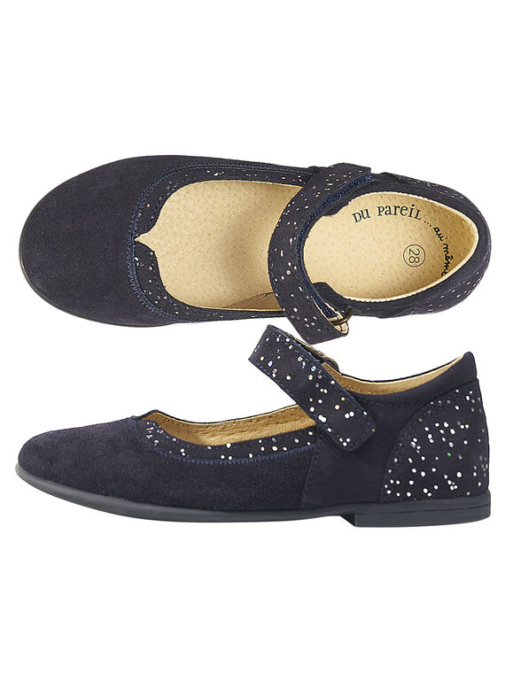Babies de piel de serraje de color azul marino para niña GFBABISE / 19WK35I4D13070