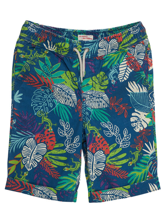 Bermudas elásticas de color turquesa con estampado de selva tropical para niño JOSAUBER2 / 20S902Q3BER707