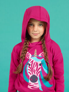 Sudadera rosa con capucha y estampado de unicornio para niña MATUSWEA / 21W901K1SWED312