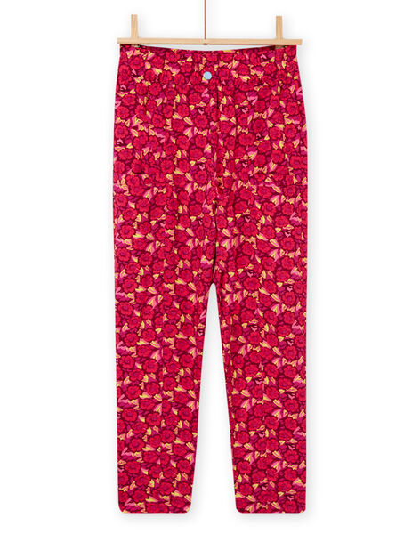 Pantalón con estampado floral ciruela para niña NAFLAPANT / 22S901R1PAN709