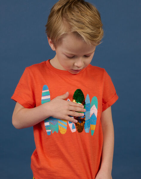 Camiseta naranja con lentejuelas reversibles para niño NOWATI5 / 22S902V4TMC409