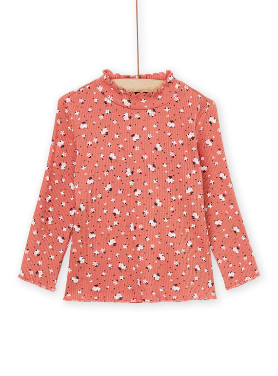 Jersey fino de punto de canalé con estampado floral PIJOSOUPRIB4 / 22WG09C1SPLE415