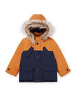 Parka bicolor con capucha con terminación de pelo artificial con chaqueta interior POGROPAR2 / 22W902F1PAR804