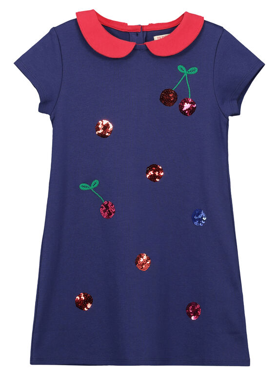 Vestido de algodón con cuello Peter Pan para niña FACOROB3 / 19S90183ROB703