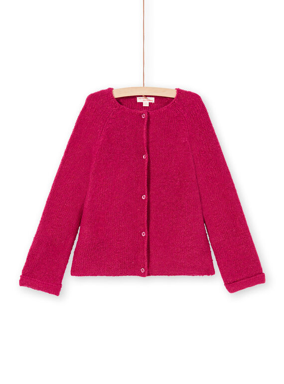 Cárdigan de manga larga liso de color rosa para niña MAJOCAR4 / 21W90122CARD312