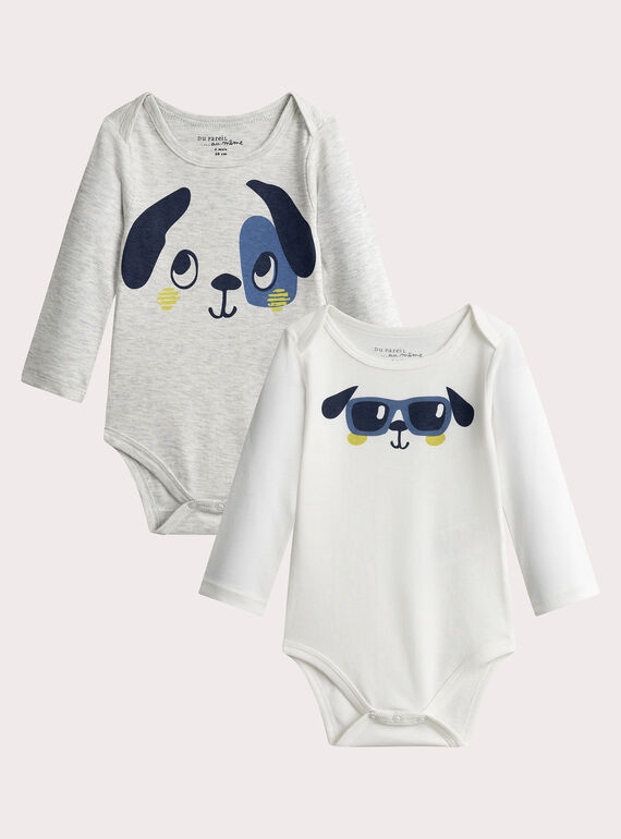 Lote de 2 bodys de manga larga con animación de perro para bebé  VEGABODTET / 24WH1486BDL943