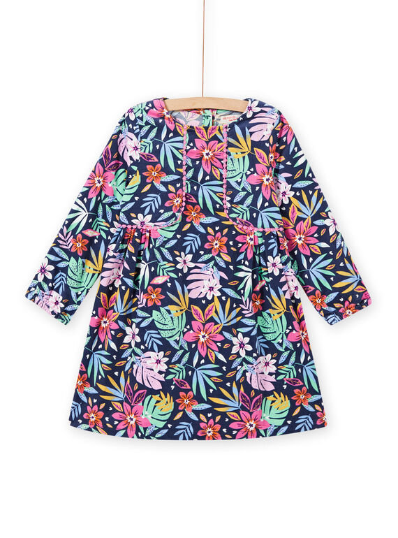 Vestido de color azul con estampado floral colorido de terciopelo para niña MAPLAROB2 / 21W901O1ROBC202