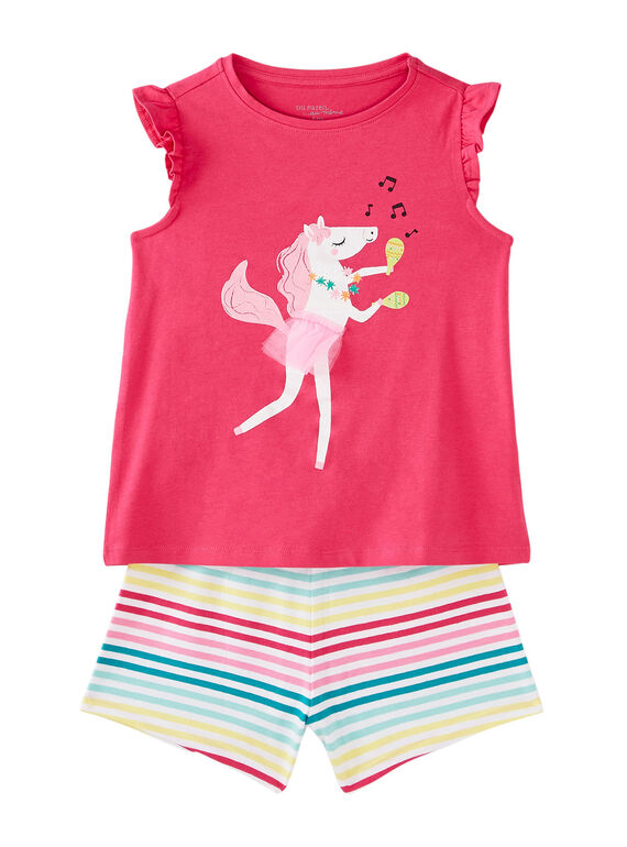 Pijama corto de color rosa para niña JEFAPYJ4 / 20SH11U3PYJD323