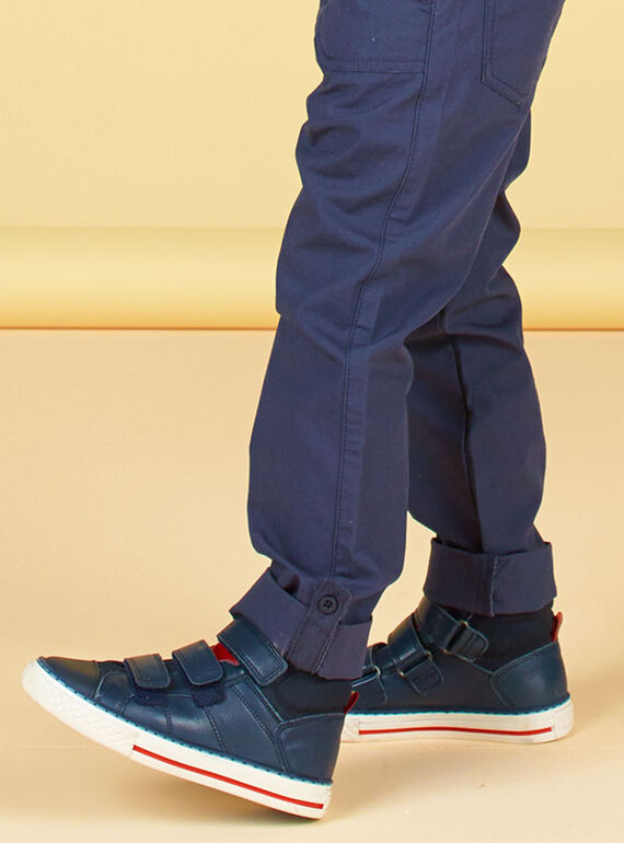 Zapatillas de piel de color azul marino para niño GGBASTRIVM / 19WK36I6D3F070