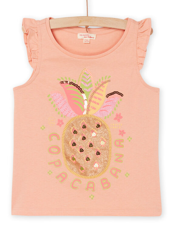 Camiseta de tirantes de color melocotón con dibujo de piña RASUMDEB / 23S901Y1DEB413