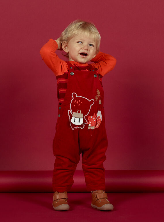 Peto rojo de pana con estampado de fantasía para bebé niño MUFUNSAL1 / 21WG10M2SAL510