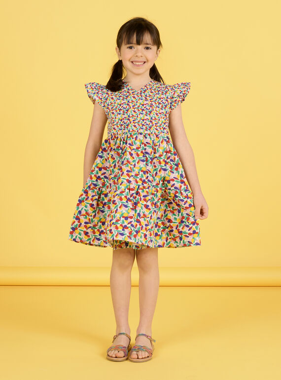 Vestido con estampado floral de colores para niña NALUROB3 / 22S901P2ROB001