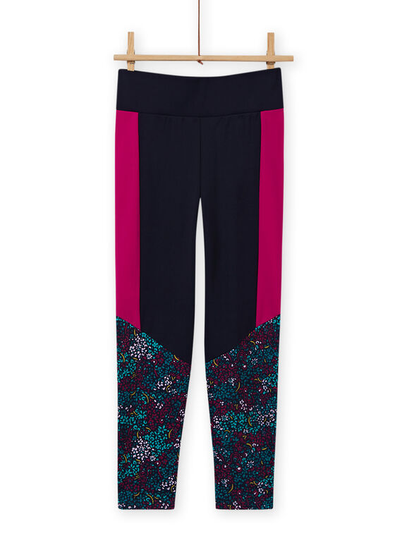 Leggings azul marino con estampado floral para niña MAJOBAJOG4 / 21W90119PANC205