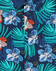 Camisa de color azul marino con estampado floral, para niño LOBONSHIRT / 21S902W1CHM705