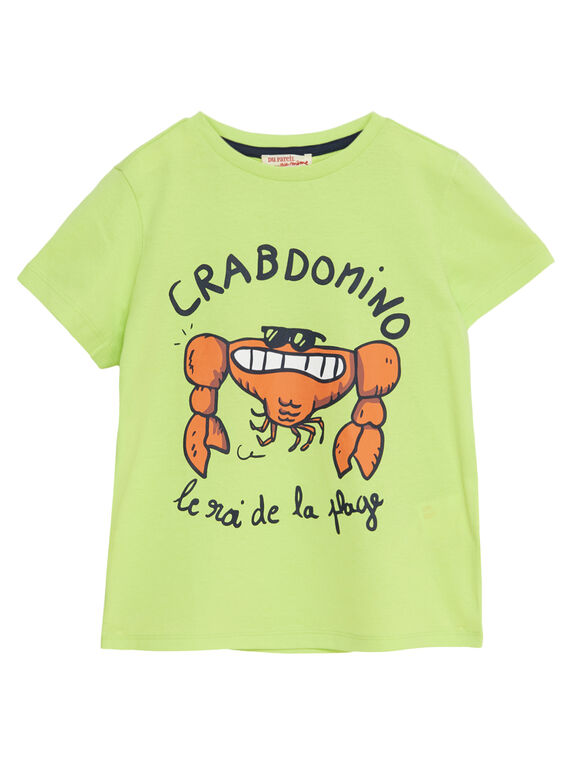 Camiseta de manga corta de color amarillo con estampado de cangrejo para niño JOJOTI9 / 20S902T3D31103