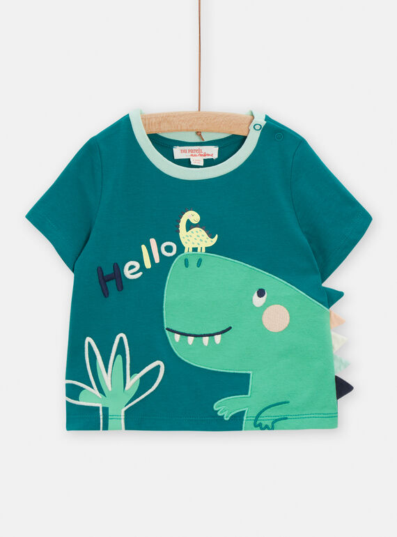 Camiseta de color verde esmeralda con dibujo de dinosaurio para bebé niño TUCOTEE2 / 24SG10N1TMC608