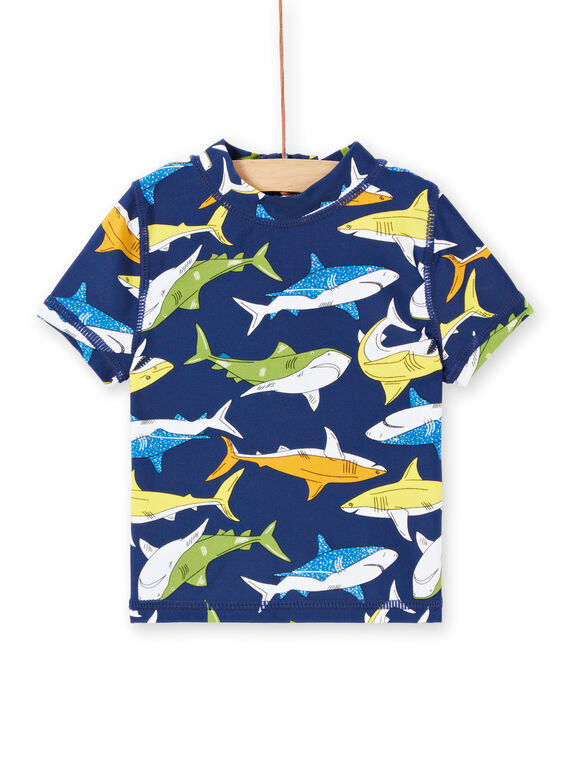 Camiseta con protección solar de color azul marino, para bebé niño LYUTEEUVEX1 / 21SI10D4TUV070
