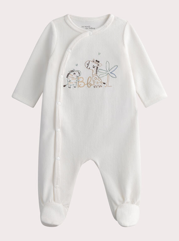 Pelele de terciopelo color crudo con animación bordada WOU1GRE1 / 25SF0572GRE005