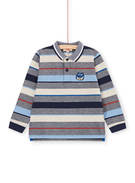 Polo de rayas de color gris jaspeado y rojo - Niño LOBLEPOL / 21S902J1POL705