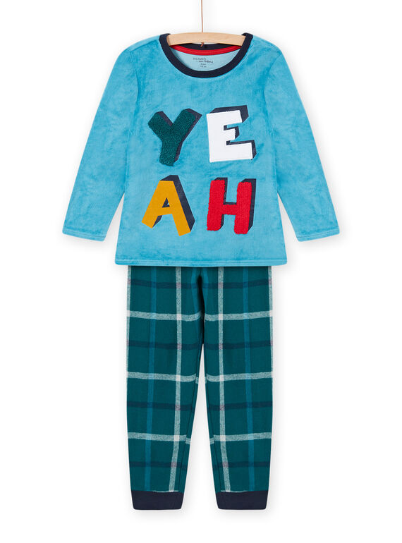 Pijama azul zafiro con estampado de YEAH para niño MEGOPYJYEAH / 21WH1296PYJC211