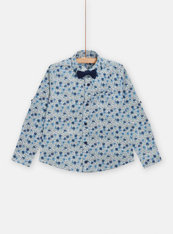 Camisa azul con estampado floral para niño TOPOCHEM2 / 24S902M2CHM000