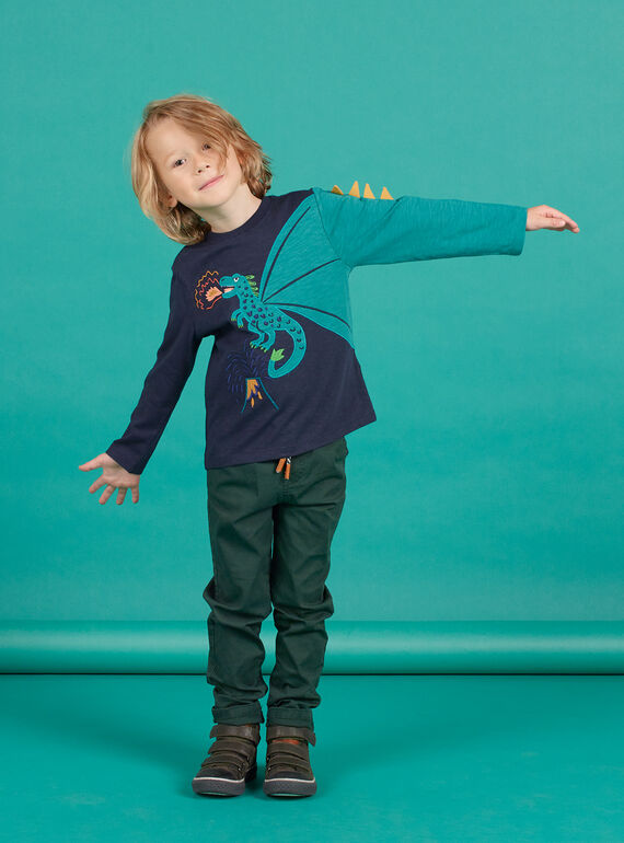 Camiseta azul marino bordado para niño MOTUTEE4 / 21W902K4TML705