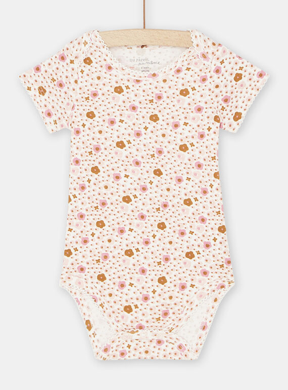 Body crudo y rosa con estampado floral para bebé niña SEFIBODLIB / 23WH1366BDL001