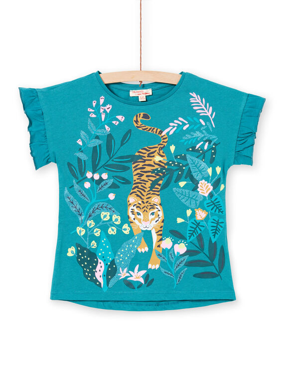 Camiseta de color azul pato para niña LAVERTI2 / 21S901Q1TMCG621