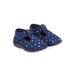 Patucos con forma de salomé de color azul marino con estampado de peces