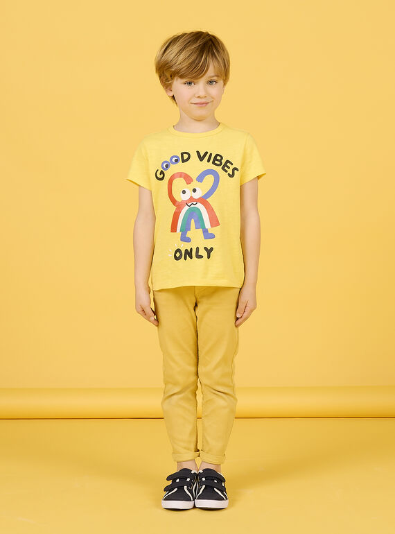 Camiseta de color vainilla con estampado de arcoíris fantasía para niño NOLUTI3 / 22S902P4TMC114